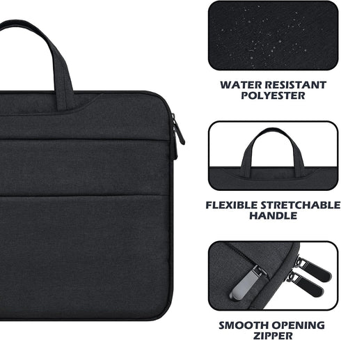 RAINYEAR 13 Inch Laptop Sleeve Case for MacBook 13.6 A2681 M2 M1, Briefcase with Hidden Handle - Black