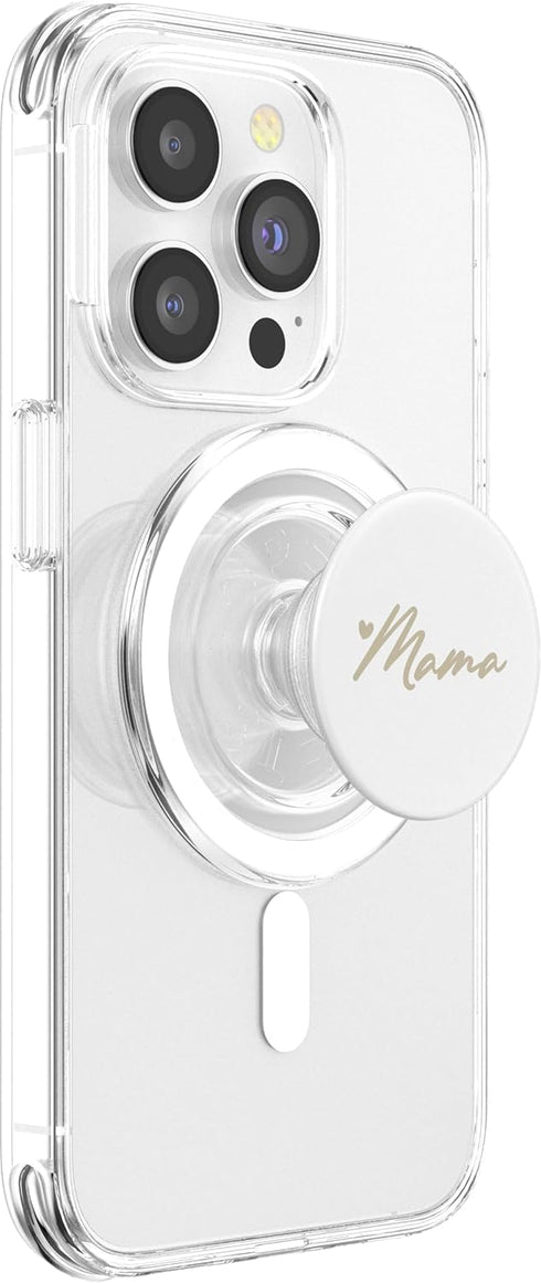 PopSockets PopGrip for MagSafe Beige White Heart Mama