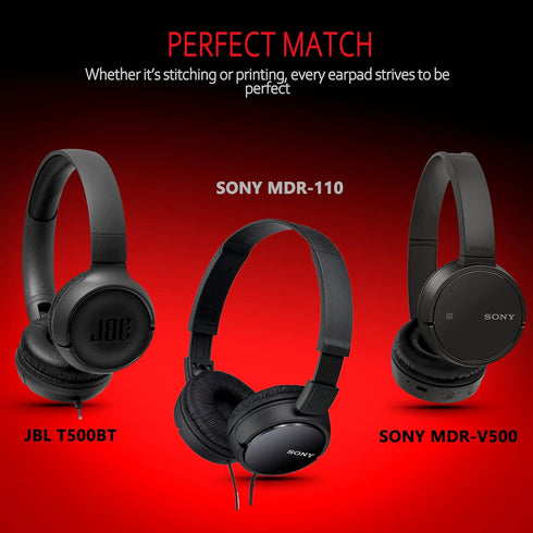 Universal Replacement Ear Pads for Sony MDR-ZX110, JBL Tune 600bt, Thicker Black Ear Cushions by Krone