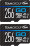TEAMGROUP GO Card, 256GB x 2 Pack Micro SDXC UHS-I U3 V30 4K for GoPro & Action Cameras, High Speed Flash Memory