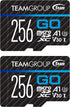 TEAMGROUP GO Card, 256GB x 2 Pack Micro SDXC UHS-I U3 V30 4K for GoPro & Action Cameras, High Speed Flash Memory