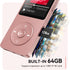 AGPTEK A02 MP3 5.3, 1.8 inch 128GB(Rose 64GB) Player with Bluetooth Screen Portable Music Player with Speaker, FM