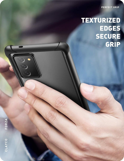 Clayco Forza Series Case for Samsung Galaxy Note 20, Full-Body Rugged Cover, Built-in Screen Protector, 6.7 inch, Black