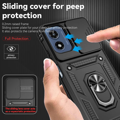 Motorola Moto G 5G 2024 Case with Camera Lens Cover, HD Screen Protector, Dual Layer Military-Grade Drop Tested, Black