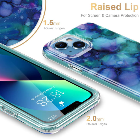 Esdot Rugged Case for iPhone 13 with Built-in Screen Protector, Fashionable Designs for Women (Opal Purple)