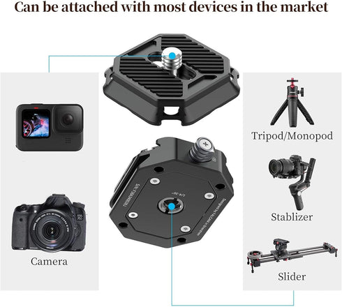 ULANZI F38 Camera Quick Release Plate with 1/4" to 3/8" Screw Thread, Quick Release System QR Plate Camera Tripod Mount