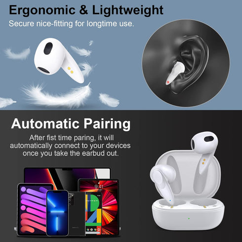 Wireless Earbuds, Bluetooth Headset Mini in-Ear Headphone Noise Canceling Deep Bass Earphone for iPhone 15 13 Pro Max Samsung S24 Ultra A53 A54 S23 FE S22 S21 Galaxy Z Flip 5 Google Pixel 6 6a 7 7a 8