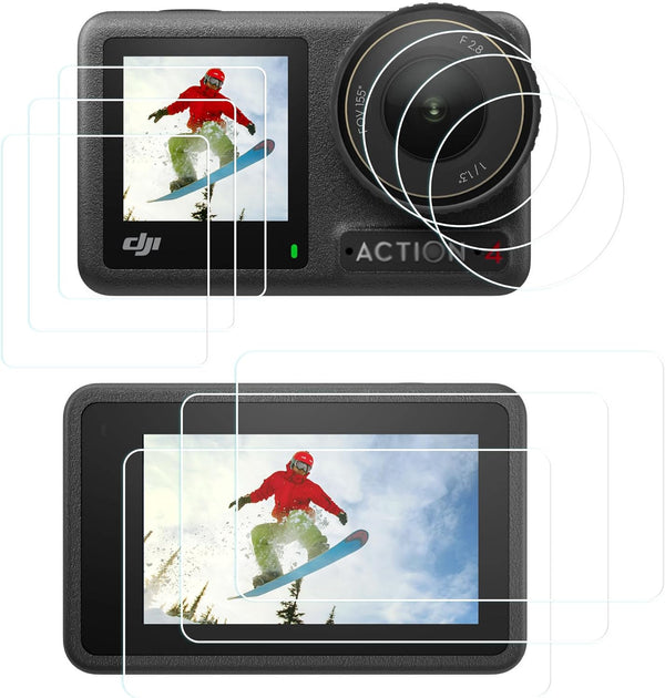 PCTC Osmo Action 4/3 Screen Protector for DJI Action 4 3 Accessories, Tempered Glass Cover Protector Film + Lens