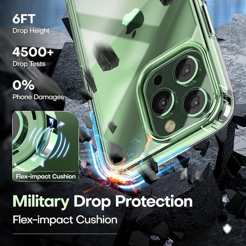 TAURI 3 in 1 iPhone 13 Pro Max Case Clear, Not-Yellowing, Military-Grade Drop Protection, Slim Shockproof Phone Lanyard