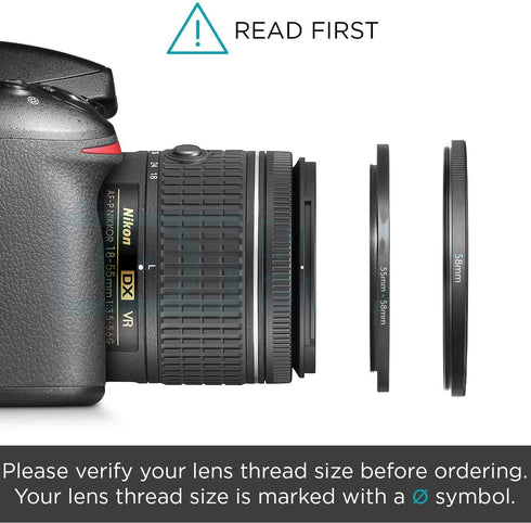 49mm-52mm Step Up Ring 49mm Lens to 52mm Filter (2 Pack), WH1916 Camera Lens Filter Adapter Ring Lens Converter Accessories