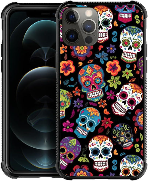 TnXee Sugar Skull Case for iPhone 12/12 Pro - Shockproof, Anti-Scratch Design for Men & Women. Compatible & Stylish!