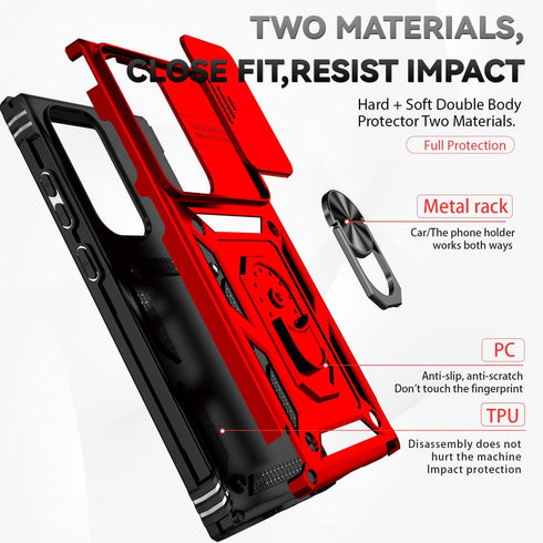 SunStory Military-Grade Protective Phone Case for Samsung Galaxy S23 Ultra, with HD Screen Protector, Kickstand & Slide