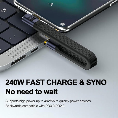 Short USB C Cable (5 inch), 240W USB to USB C Cable 90 Degree, 40Gbps Data Transfer for iPhone 15, MacBook, iPad Pro
