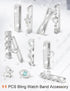 JR.DM 11-Pcs Super Bling Watch Charms with 9-Pcs Decorative Rings, Compatible with Apple Watch Band Accessories