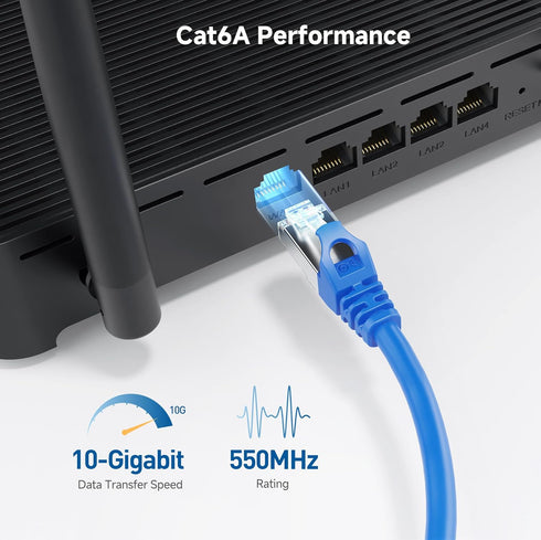 10Gbps 6A 50ft, 6A Cat6A Cable Matters Snagless Shielded Cat Ethernet Cable - Cat Cable, Cord, Ethernet Cord, Blue