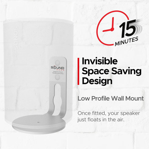 ERA100 Wall Mount Bracket, Low Profile, White, Compatible with Sonos ERA 100 Speaker, All Fixing Hardware Included