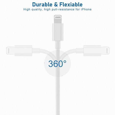 10FT USB C to Lightning Cable 2-Pack - Fast Charging for iPhone 14/13/12/11/XR/XS/X/8/iPad, MFi Certified.
