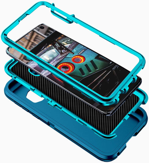 Galaxy S10e Case for Samsung, Shockproof Dustproof 3-Layer Heavy Duty Protection Cover, Turquoise