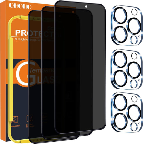 QHOHQ for iPhone 16 Pro Max Privacy Screen Protector + Camera Lens