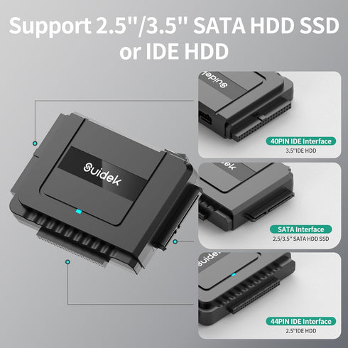 USB 3.0 to SATA IDE Adapter, External IDE Hard Drive Adapter for 2.5/3.5 inch HDD/SSD, IDE/SATA Converter Kit