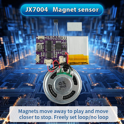 Voice Module with Magnet Sensor Control for Crafts, 16MB Sound Module with Speaker, Lithium Battery Powered