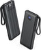 VRURC Portable Charger Power Bank, 10000mAh, 22.5W Fast Charging, Built-in USB-C Cable for iPhone 15, Black