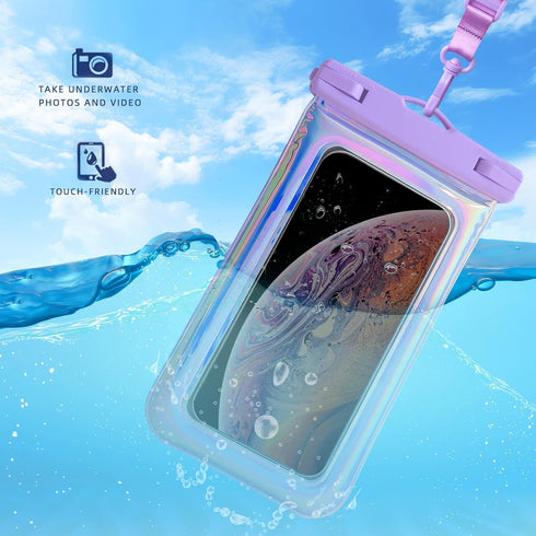 Floating Waterproof Phone Pouch, Soap Bubble Waterproof Case with Crossbody Lanyard for iPhone 15 14 13 Pro Max
