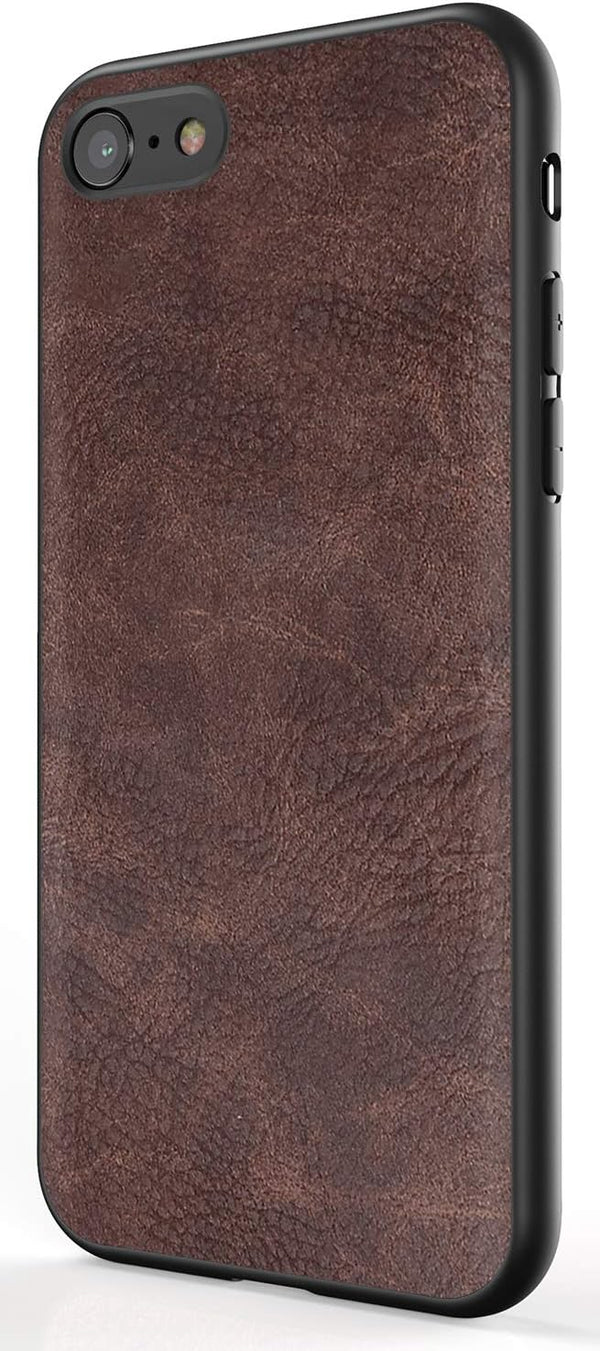 SALAWAT iPhone SE 2020 Case, Slim PU Leather Vintage Shockproof Cover for 4.7 inch (Dark Brown)