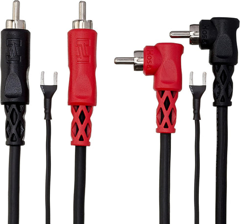 Hosa CRA-202DJ Dual RCA to Dual Right Angle RCA with Ground Wire Stereo Interconnect Cable, 2 Meters, Speaker by HOSA