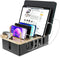 Metal Charging Station for Multiple Devices, New Upgrade Wood Charging Station for Phone, Tablet, Smart Watch Holder,
