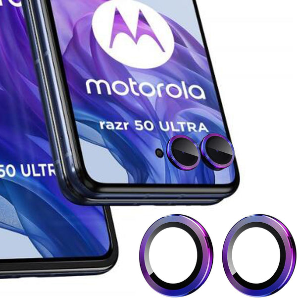 2 Set Motorola Razr 50 Camera Lens Protector, Scratch-Resistant HD Clarity Tempered Glass with Aluminum Edging