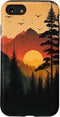 iPhone SE (2020) / 7 / 8 Case, Aesthetic Sunset Mountain Landscape Nature Pine Tree Forest Design