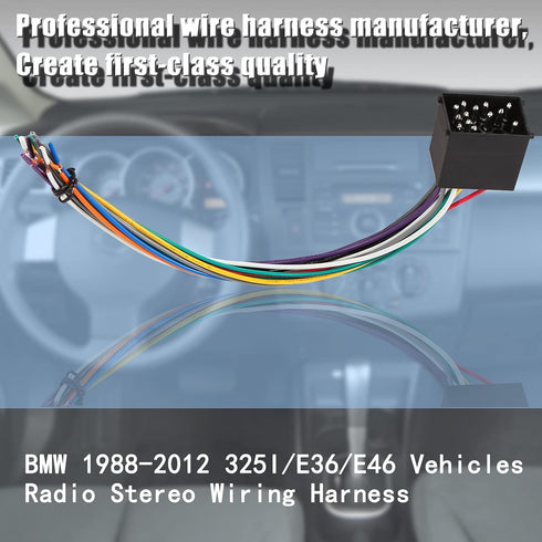 1988-2002 528i/E46/325/323/328i/5/3 RED WOLF Radio Stereo Wire Harness + Antenna Adapter Connector Plug Kit Replacement