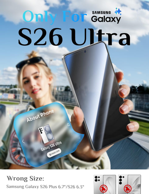 S26 6.9inch, 28Anti 2 PACK MAGIC JOHN for Samsung Galaxy Ultra Privacy Screen Protector Spy, Fast Easy Installation