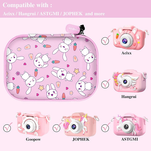 Leayjeen Kids Camera Case Compatible with Goopow/Mgaolo/CIMELR/Seckton/OZMI/Dylanto Kids Camera Toys, Easter Bunny Gifts for Toddlers Teens Girls Boys. (Case Only) Pink Rabbit