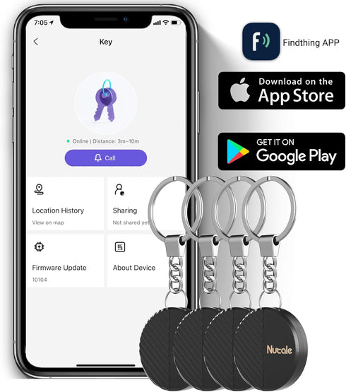 Mate Key Finder, Bluetooth Tracker Item Locator with Key Chain for Keys Pet Wallets or Backpacks and Tablets, Batteries Include (4)