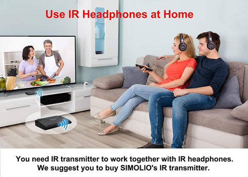 SIMOLIO IR Headphones for Car DVD, Infrared Headphones Kids Universal 2 Channel, Wireless with Bag & 3.5mm AUX Cord for