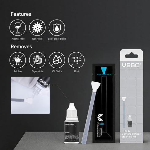 VSGO 6pcs 10ml (VS-S02-6) APS-C Sensor Cleaning Kit, Sensor Swabs & Sensor Cleaner for Nikon Sony Canon DSLR Camera