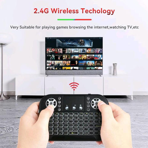 Mini Wireless Keyboard with Touchpad Mouse, 2.4GHz RGB LED Backlit Handheld Remote Control for PC