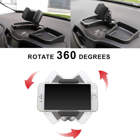 Camoo Phone & GPS Car Holder for Jeep Renegade, 360 Degree Rotation with Organizer Storage, Fits 2015-2025 (Black)