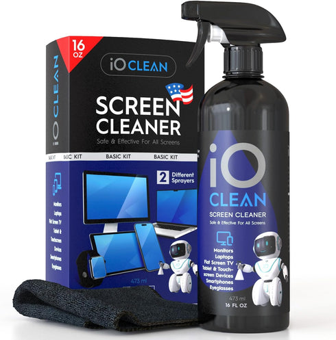 Screen Cleaner Spray (16oz) – Large Cleaning Kit for LCD, LED, OLED TV, Smartphone, Laptop, and Other Devices