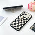 SOKAD 3D 17 Checkered Phone Case for iPhone Pro Max with Finger Strap Kickstand, Cute Checkerboard Design with Finger