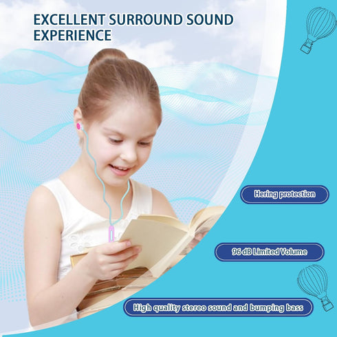 Cute Donut Earbuds for Kids, Wired Earbud & in-Ear Headphones with Microphone, Lovely Storage Case, Sky Blue