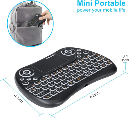 Mini Wireless Keyboard with Touchpad Mouse, 2.4GHz Portable Handheld Keyboard, RGB Backlit, Rechargeable Battery