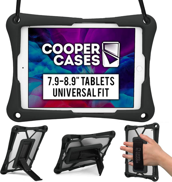Cooper Trooper Rugged Case for 7.9, 8, 8.4, 8.7, 8.9" Tablets | Tough Kids Holder, Shock Proof Bumper Cover Bag, Stand,
