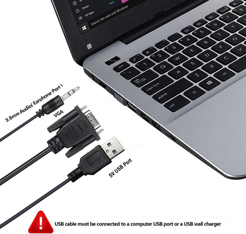 VGA to HDMI Adapter Cable 4ft with Audio for PC, Laptop to Monitor, Display, HDTV