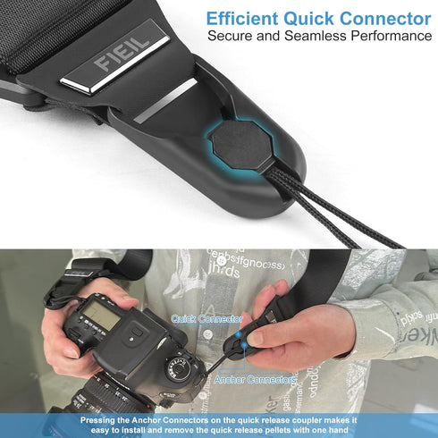 FIEIL Camera Strap with Quick Release Plate, Adjustable Camera Neck Strap, Comfort Camera Sling Strap, Quick Release