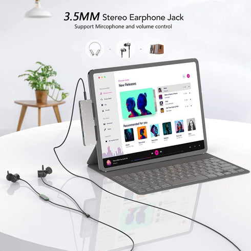 iPad Pro USB C Hub, 7-in-1 Adapter for M4 M2 M1 12.9, 11 inch iPad Air 5 4 with 4K HDMI, USB-C PD, Card Reader