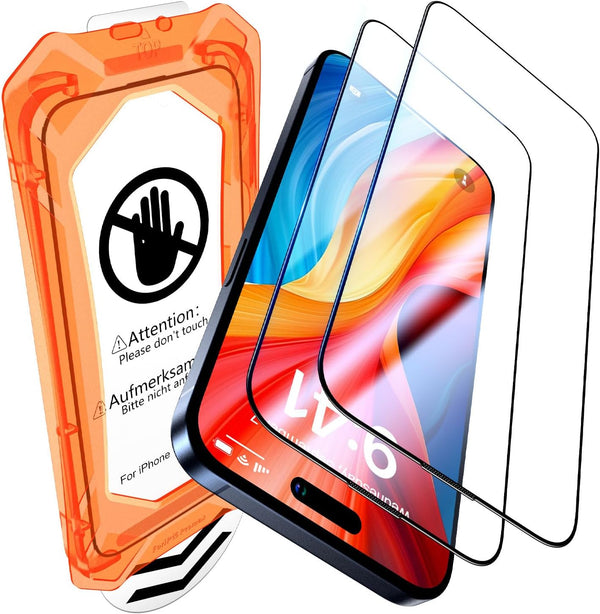 UniqueMe Screen Protector for iPhone 15 Pro Max, Military Grade Shatterproof, 9H+ Hardness, 2 Packs