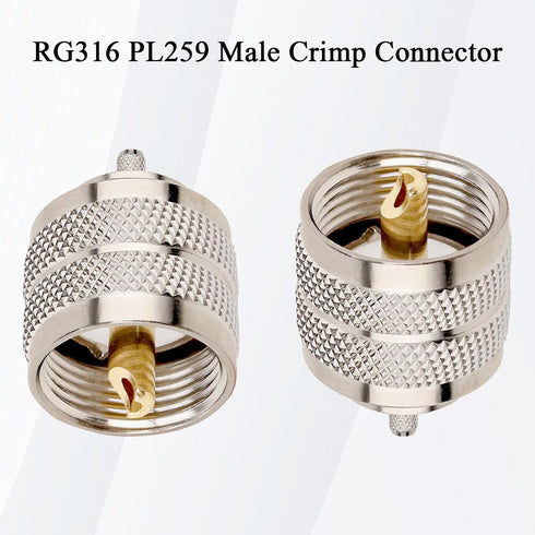 PL-259 Male Crimp Connector,UHF SO239 Crimp Coax Connector for RG316 RG174 Coaxial Cable (Pack of 10)